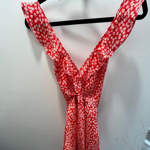 Red Poppy Ruffle Romper - Picture 1 of 3